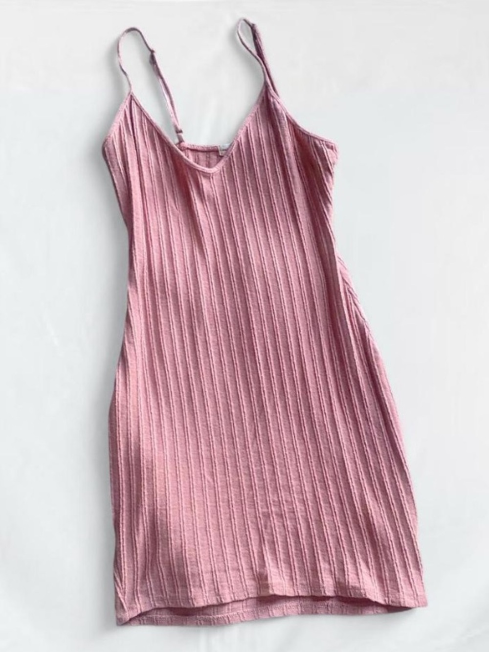 Women's Pink Ribbed Slip Dress